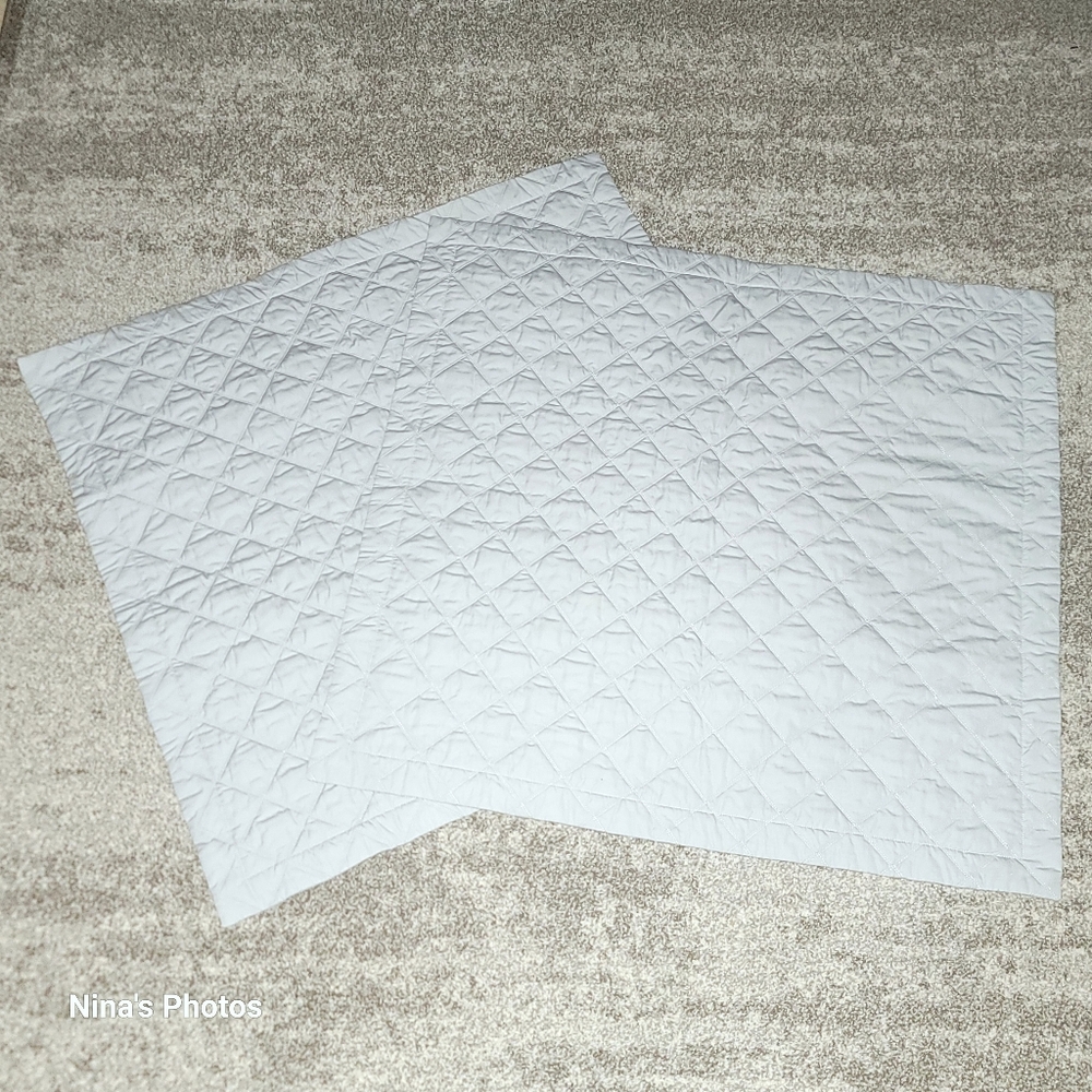 2 Matouk Diamond Quilted Euro Shams Light Gray 100% Egyptian Cotton Milano 600TC